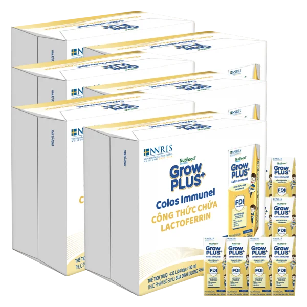 6 Thùng Sữa dinh dưỡng pha sẵn GrowPLUS+ Colos Immunel 180ml, lốc 4 hộp (Từ 1 tuổi)