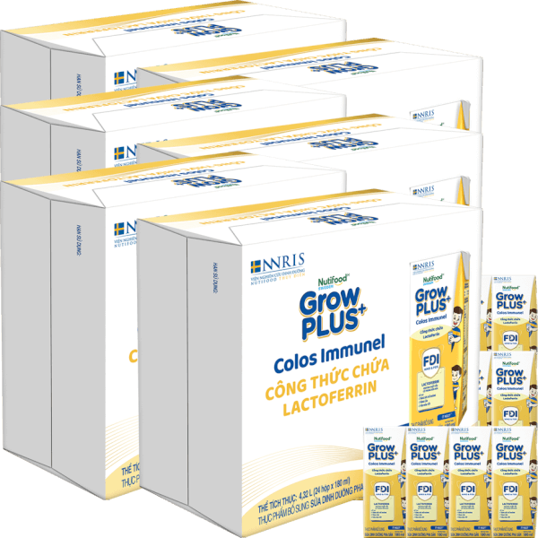 6 Thùng Sữa dinh dưỡng pha sẵn GrowPLUS+ Colos Immunel 180ml, lốc 4 hộp (Từ 1 tuổi)