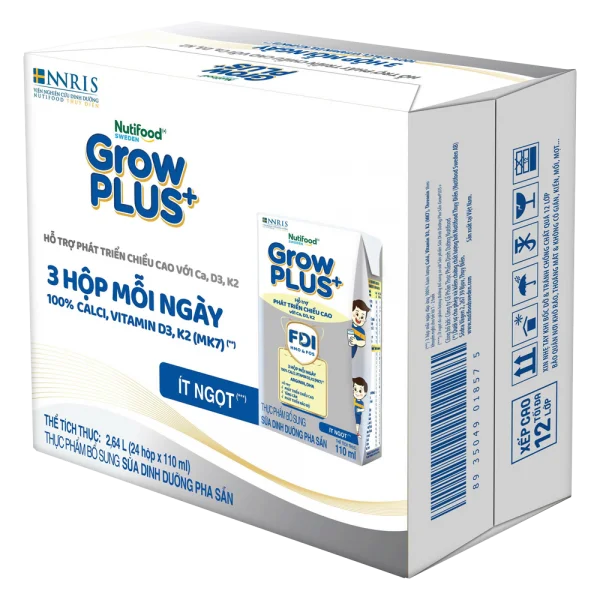 Combo 3 Thùng Sữa dinh dưỡng pha sẵn GrowPLUS+ (Bạc) 110ml, lốc 4 hộp (Từ 1 tuổi)