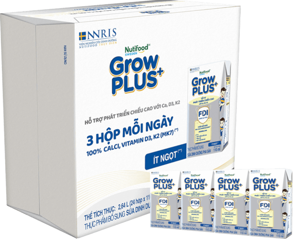 Thùng Sữa dinh dưỡng pha sẵn GrowPLUS+ (Bạc) 110ml, lốc 4 hộp (Từ 1 tuổi)