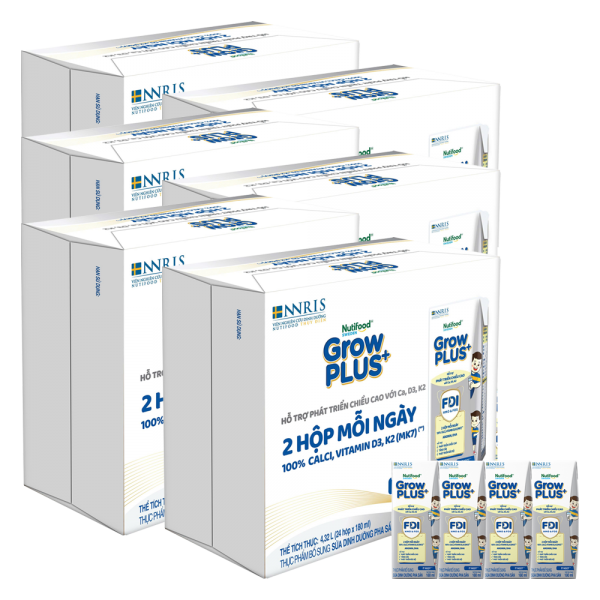 6 Thùng Sữa dinh dưỡng pha sẵn GrowPLUS+ (Bạc) 180ml, lốc 4 hộp (Từ 1 tuổi)