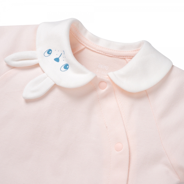 Bodysuit đông vải mỏng Animo MN0925024_M9549 (0-12M,Hồng)
