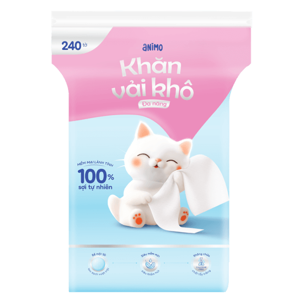 Khăn vải khô đa năng Animo (240 tờ)