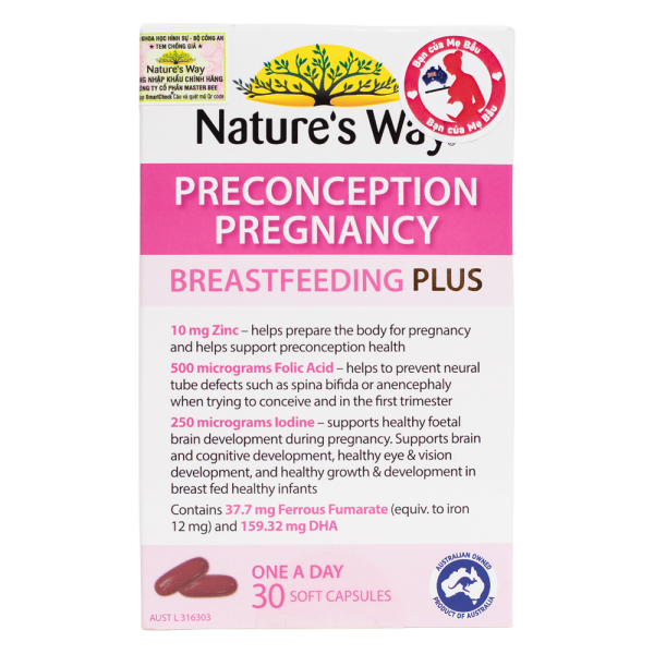 Giảm 15% tối đa 70K cho đơn TPCN Nature's Way PreConception Pregnancy Breastfeeding Plus từ 399K