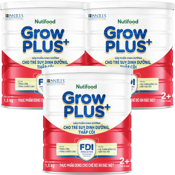 Combo 3 Sữa GrowPlus+ Đỏ 2+ tuổi, 850g
