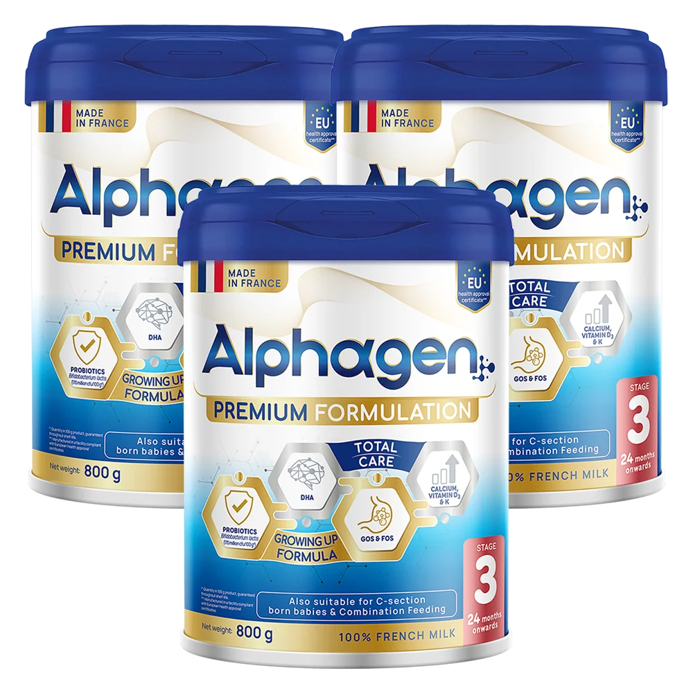 Combo 3 Sữa Alphagen Premium Formulation Total Care Growing Up Formula 800g (từ 24 tháng trở lên)