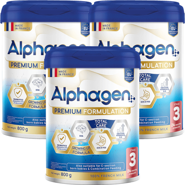 Combo 3 Sữa Alphagen Premium Formulation Total Care Growing Up Formula 800g (từ 24 tháng trở lên)