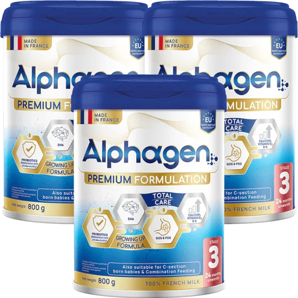 Combo 3 Sữa Alphagen Premium Formulation Total Care Growing Up Formula 800g (từ 24 tháng trở lên)