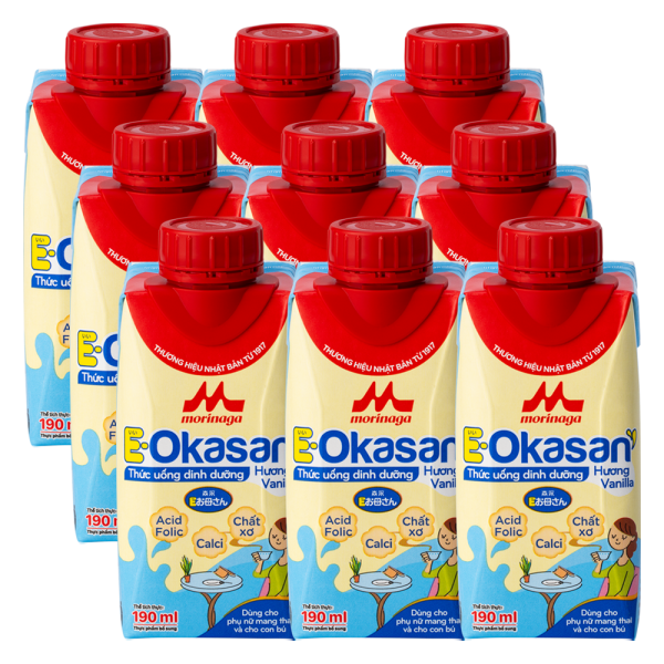 Combo 3 Sữa cho mẹ bầu & mẹ sau sinh Morinaga E-Okasan hương vanilla 190ml (lốc 3 hộp)