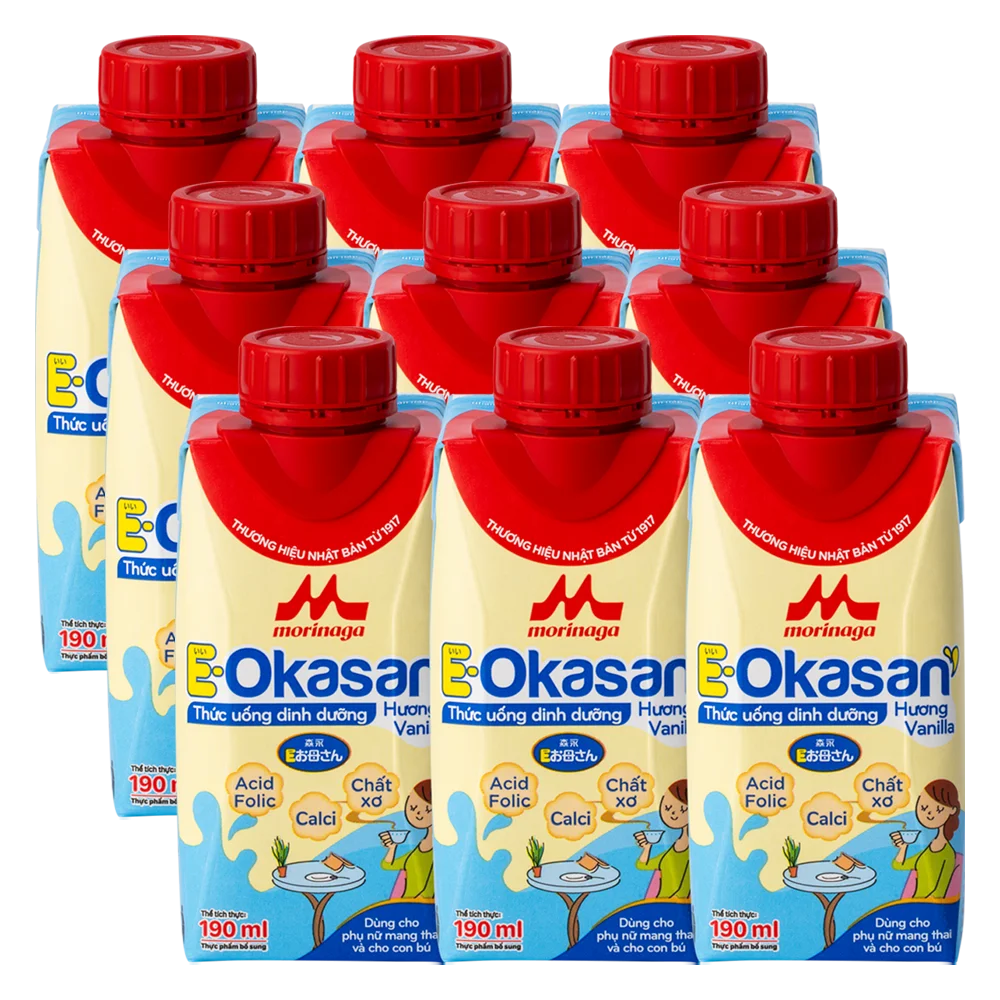 Combo 3 Sữa cho mẹ bầu & mẹ sau sinh Morinaga E-Okasan hương vanilla 190ml (lốc 3 hộp)
