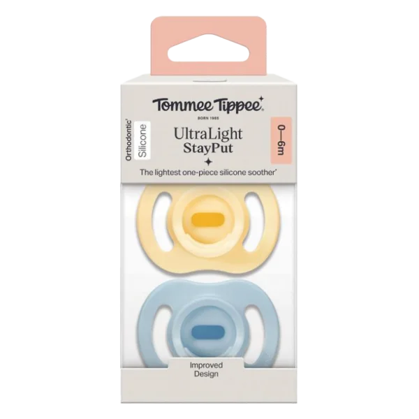 Ty ngậm silicon siêu nhẹ cho bé Tommee Tippee Ultra Light 0-6 tháng (vỉ đôi) (Giao mẫu ngẫu nhiên)