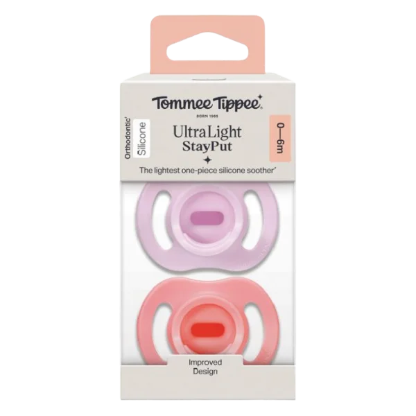 Ty ngậm silicon siêu nhẹ cho bé Tommee Tippee Ultra Light 0-6 tháng (vỉ đôi) (Giao mẫu ngẫu nhiên)