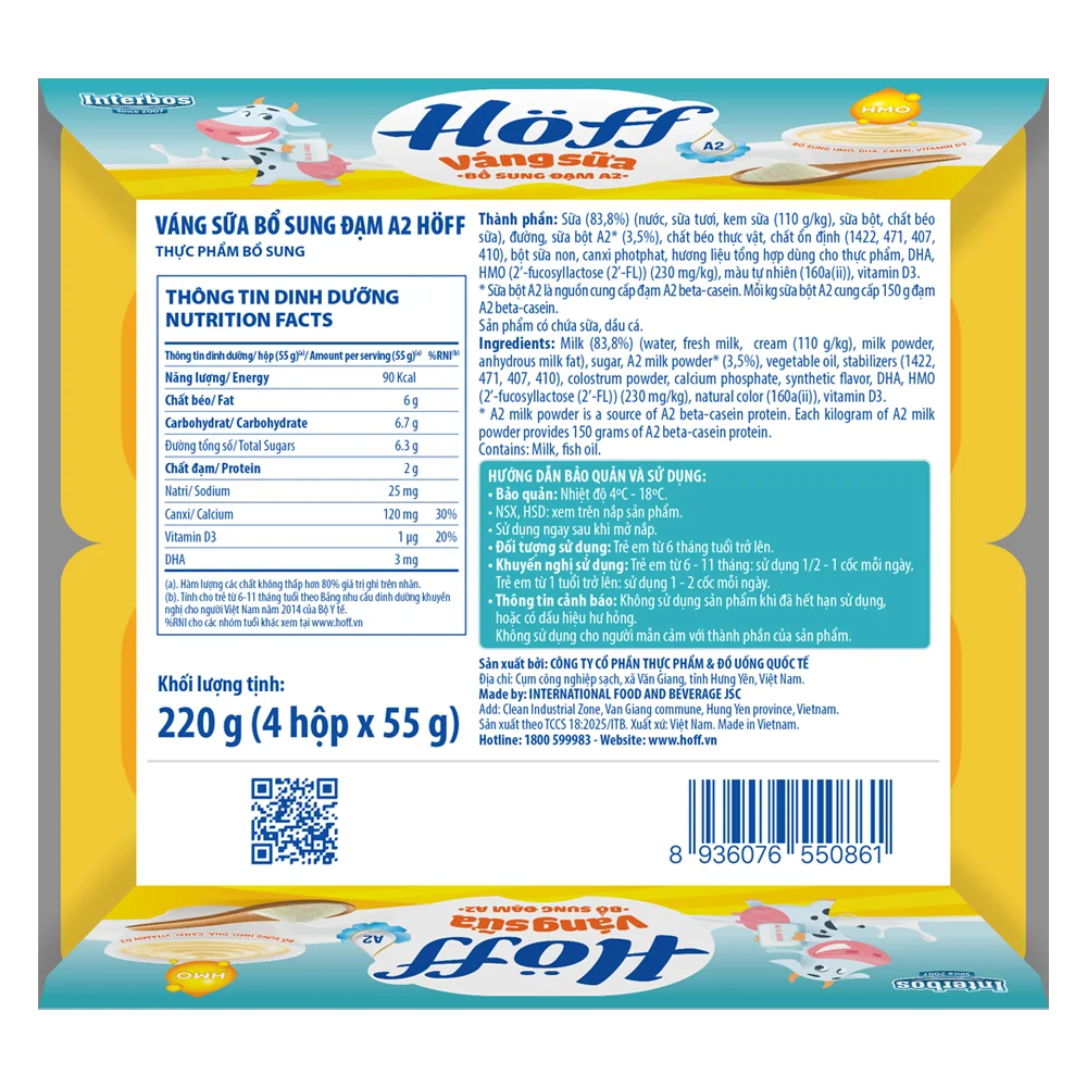 Váng sữa HӦff  - Bổ sung đạm A2 55gr