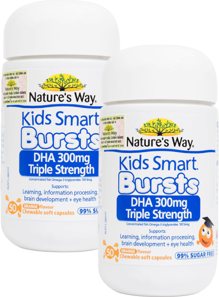 Combo 2 Thực phẩm bảo vệ sức khỏe Nature's Way Kids Smart Bursts DHA 300mg Triple Strength