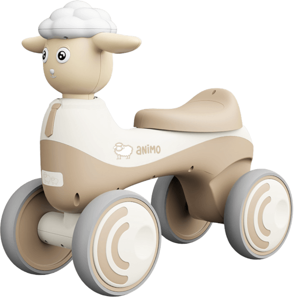 Xe chòi chân 4 bánh cừu con có nhạc đèn Animo 699 C506  (Màu be)