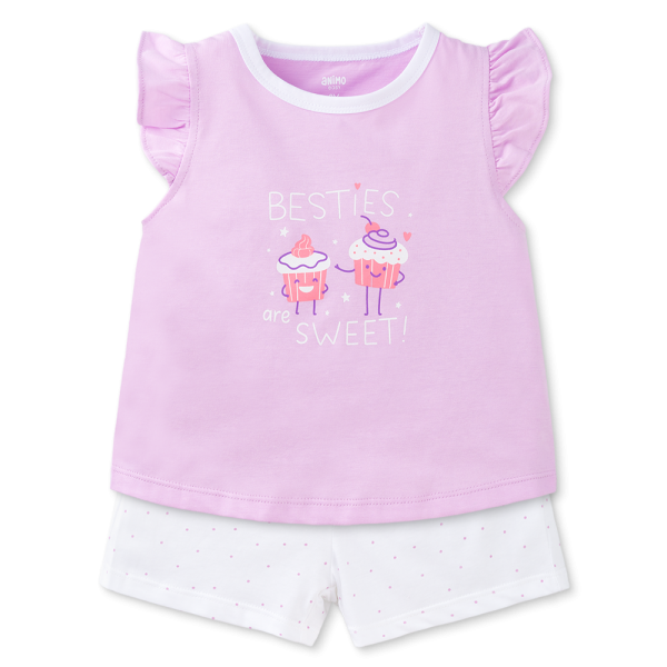 Bộ bé gái ngắn Animo Easy TX1125011 (1-4Y,Tím-trắng,TT02)