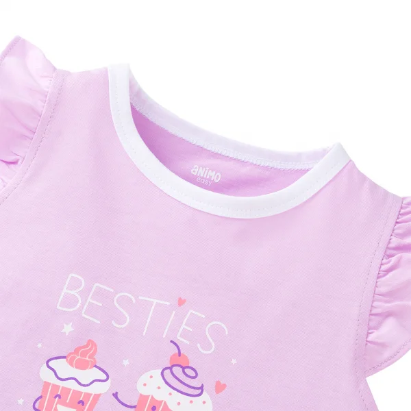 Bộ bé gái ngắn Animo Easy TX1125011 (1-4Y,Tím-trắng,TT02)