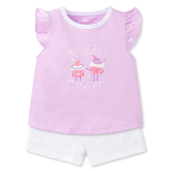 Bộ bé gái ngắn Animo Easy TX1125011 (1-4Y,Tím-trắng,TT02)
