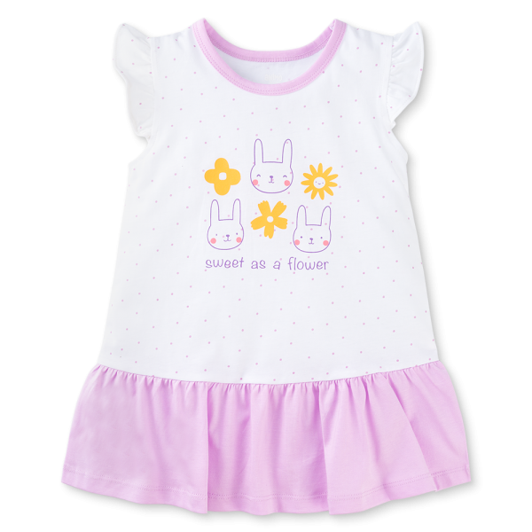 Đầm bé gái Animo Easy TX1125012 (1-4Y,Trắng-tím,TT02)