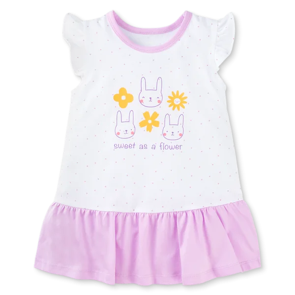 Đầm bé gái Animo Easy TX1125012 (1-4Y,Trắng-tím,TT02)