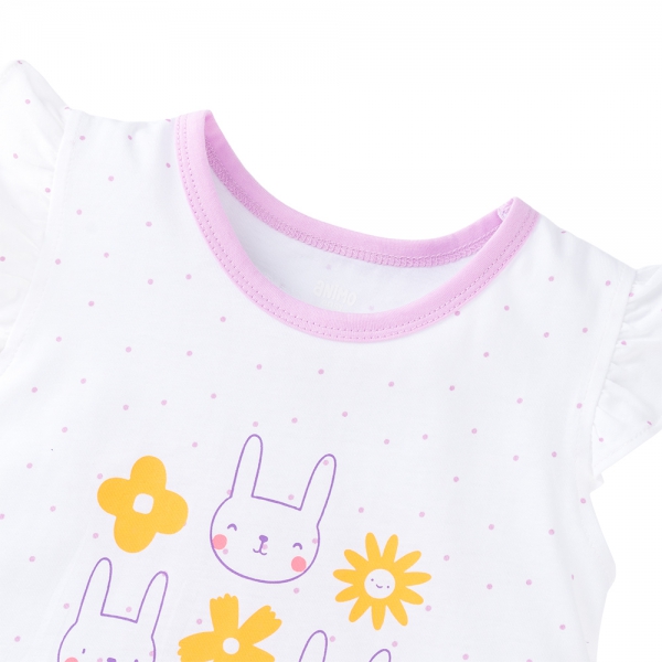 Đầm bé gái Animo Easy TX1125012 (1-4Y,Trắng-tím,TT02)