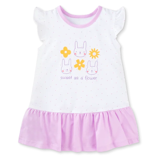 Đầm bé gái Animo Easy TX1125012 (1-4Y,Trắng-tím,TT02)