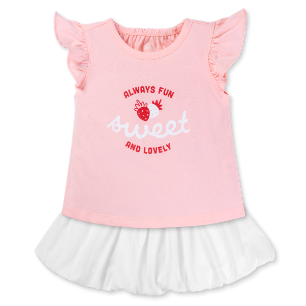 Bộ bé gái áo tay tiên váy bí Animo TX1125054 (1-6Y,Hồng-trắng,TT02)