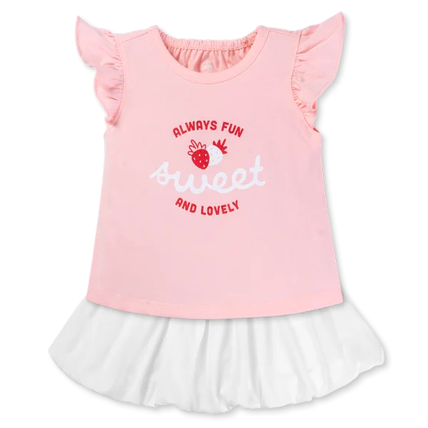 Bộ bé gái áo tay tiên váy bí Animo TX1125054 (1-6Y,Hồng-trắng,TT02)