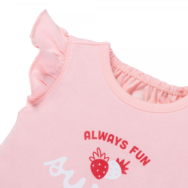 Bộ bé gái áo tay tiên váy bí Animo TX1125054 (1-6Y,Hồng-trắng,TT02)