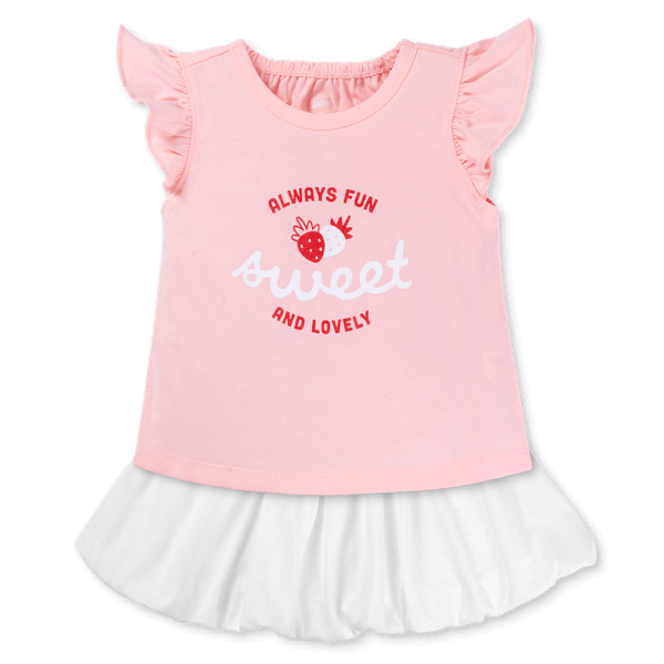 Bộ bé gái áo tay tiên váy bí Animo TX1125054 (1-6Y,Hồng-trắng,TT02)