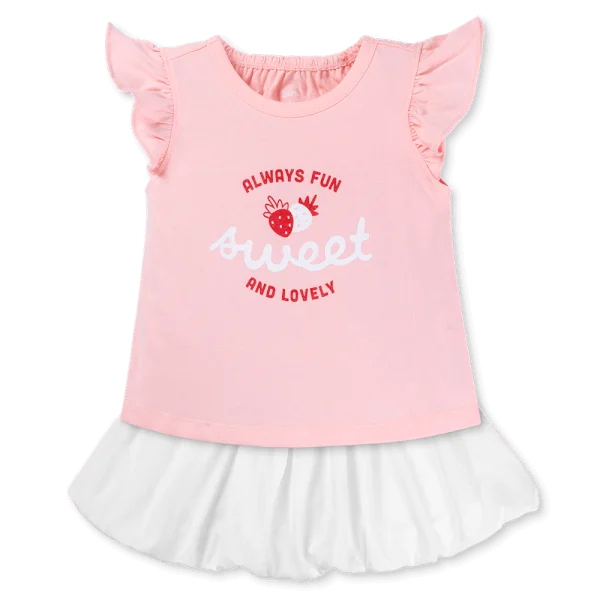 Bộ bé gái áo tay tiên váy bí Animo TX1125054 (1-6Y,Hồng-trắng,TT02)