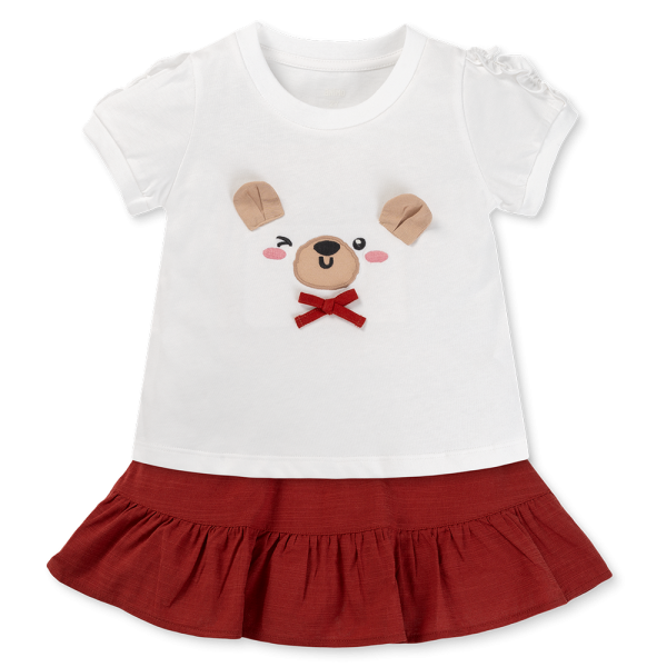 Bộ bé gái ngắn chân váy Animo TX1125052 (1-6Y,Trắng-đỏ,DD01)