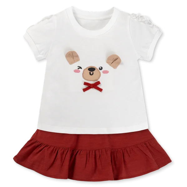 Bộ bé gái ngắn chân váy Animo TX1125052 (1-6Y,Trắng-đỏ,DD01)