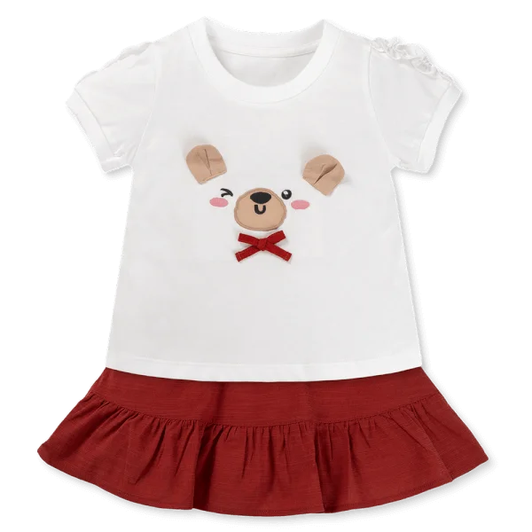 Bộ bé gái ngắn chân váy Animo TX1125052 (1-6Y,Trắng-đỏ,DD01)