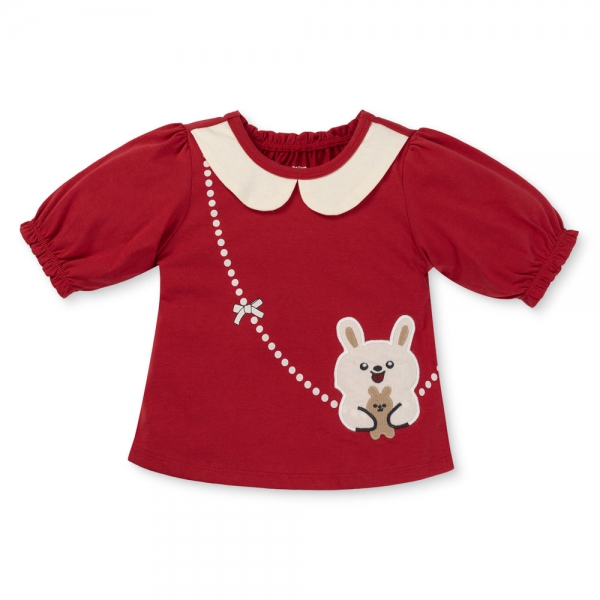 Bộ bé gái ngắn tay lửng váy xếp li Animo TX1125051 (1-6Y,Đỏ-kem,DD02)