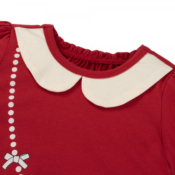 Bộ bé gái ngắn tay lửng váy xếp li Animo TX1125051 (1-6Y,Đỏ-kem,DD02)