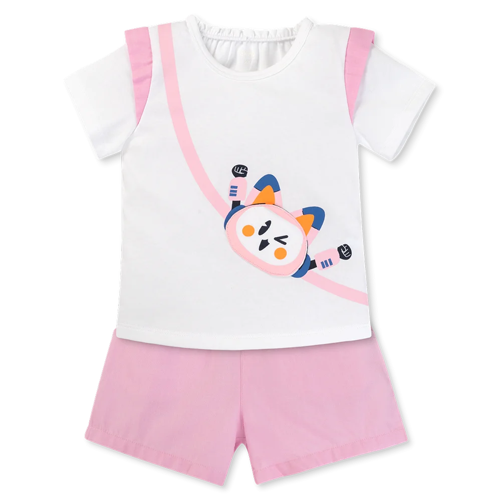 Bộ ngắn bé gái Animo LU1225036 (1-6Y,Trắng-hồng,TT02)