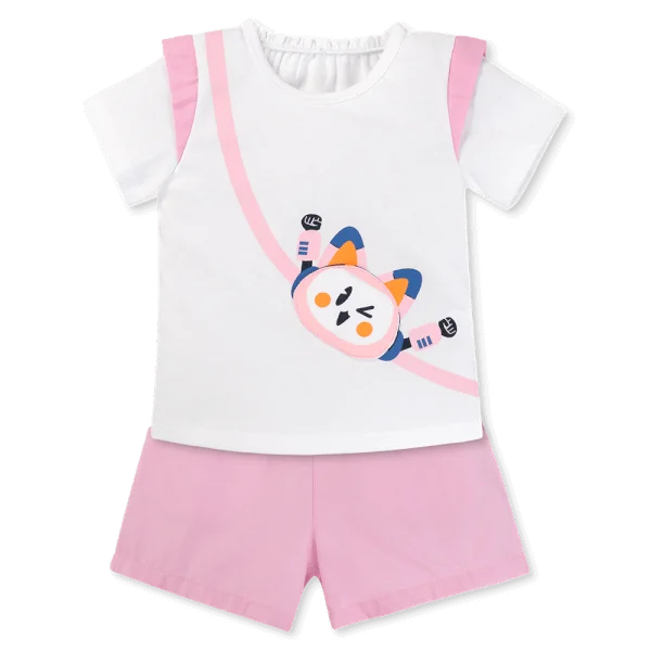 Bộ ngắn bé gái Animo LU1225036 (1-6Y,Trắng-hồng,TT02)