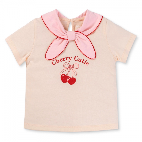 Bộ bé gái ngắn cổ nơ Animo LU1125042 (1-6Y,Kem-hồng,TT01)