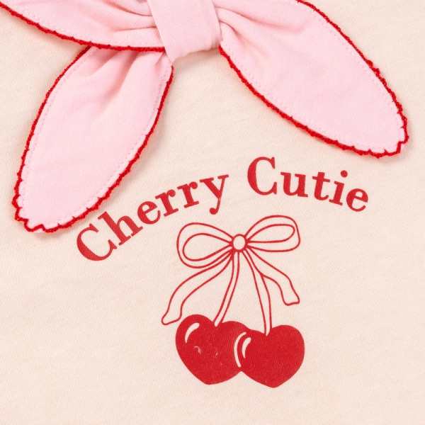 Bộ bé gái ngắn cổ nơ Animo LU1125042 (1-6Y,Kem-hồng,TT01)