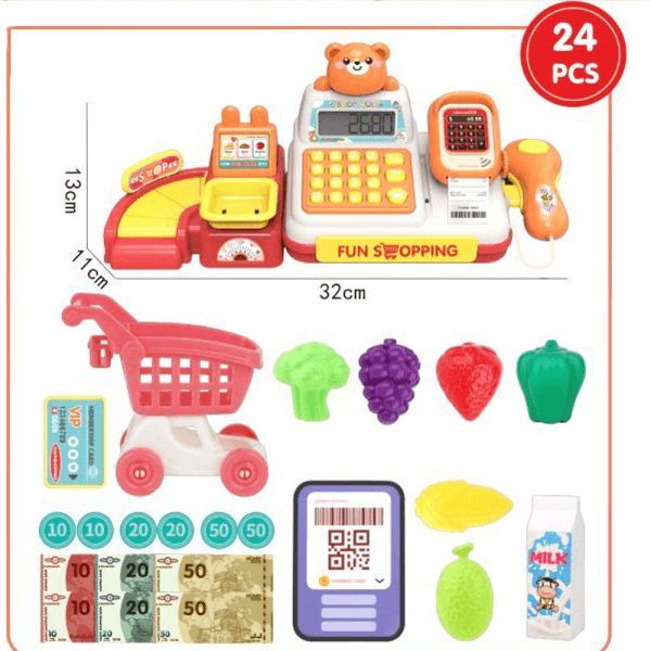 Bộ máy tính tiền gấu con thông minh, màn hình hiển thị số, thanh toán và quét mã tự động LH16881340 C508