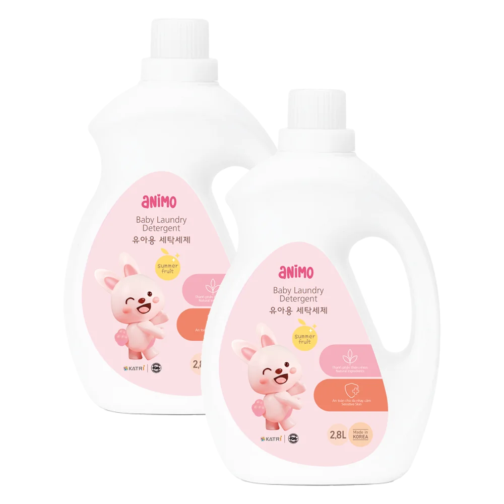 Combo 2 Nước giặt cho bé Animo hương trái cây mùa hè chai 2,8L