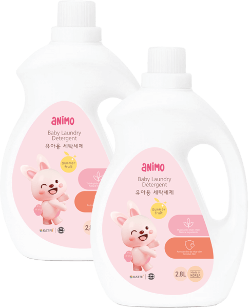 Combo 2 Nước giặt cho bé Animo hương trái cây mùa hè chai 2,8L