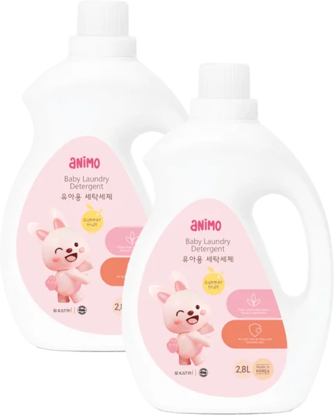 Combo 2 Nước giặt cho bé Animo hương trái cây mùa hè chai 2,8L