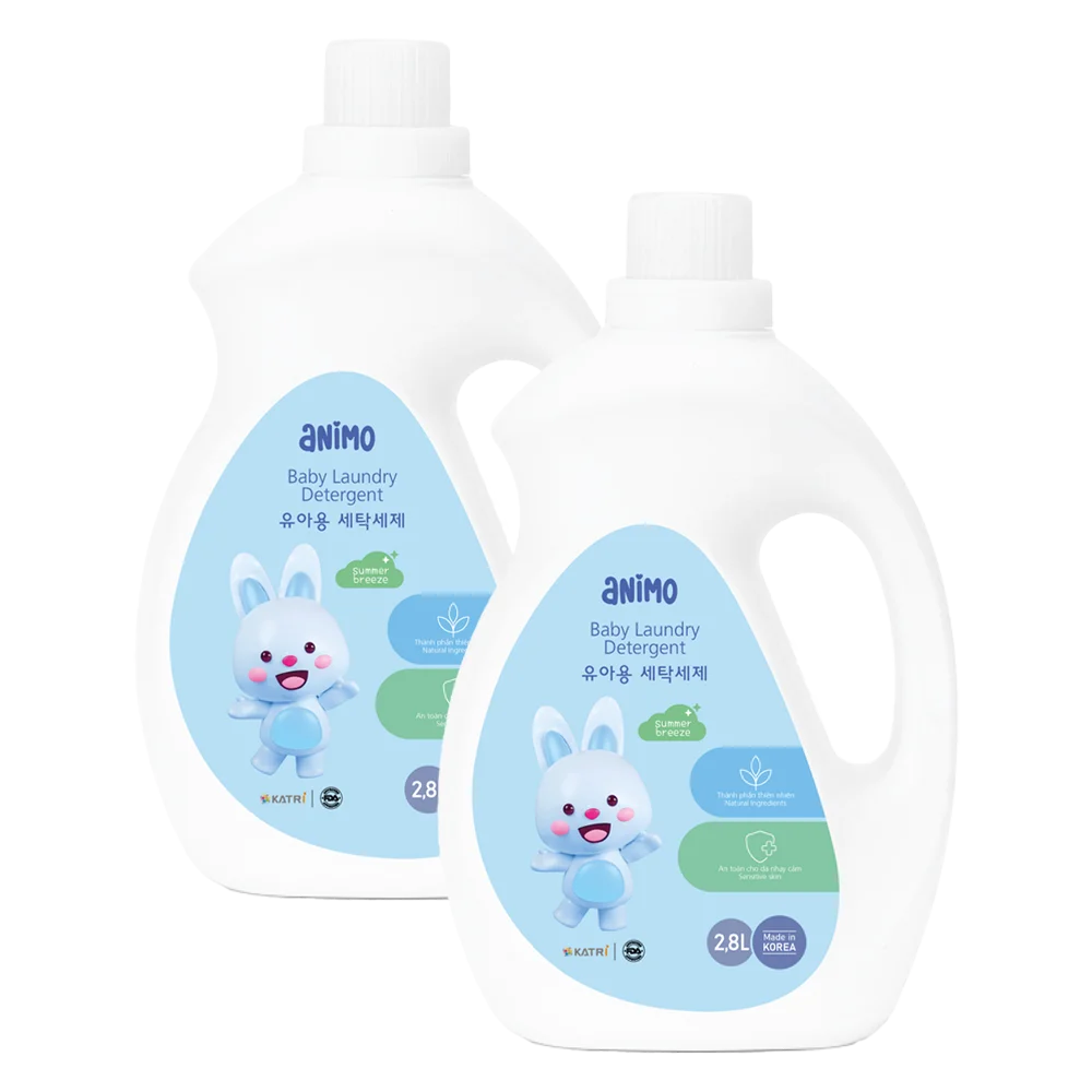 Combo 2 Nước giặt cho bé Animo hương làn gió mùa hè chai 2,8L