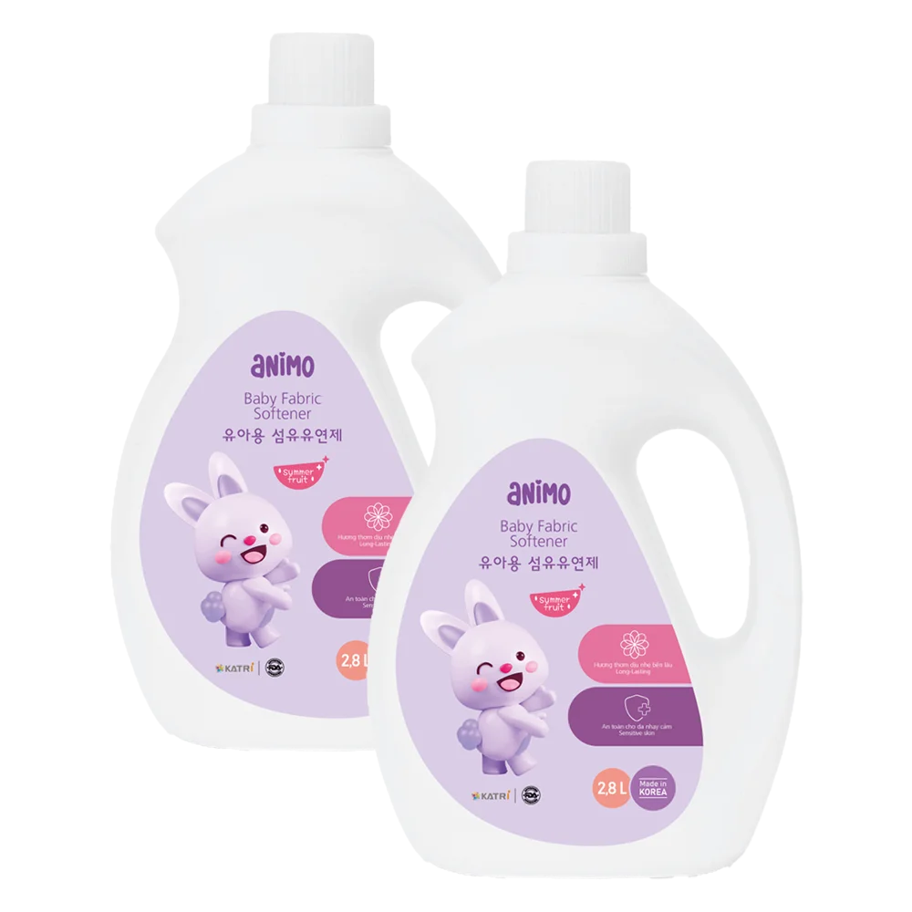 Combo 2 Nước xả cho bé Animo hương trái cây mùa hè chai 2,8L
