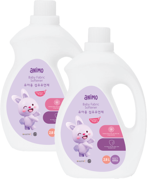 Combo 2 Nước xả cho bé Animo hương trái cây mùa hè chai 2,8L
