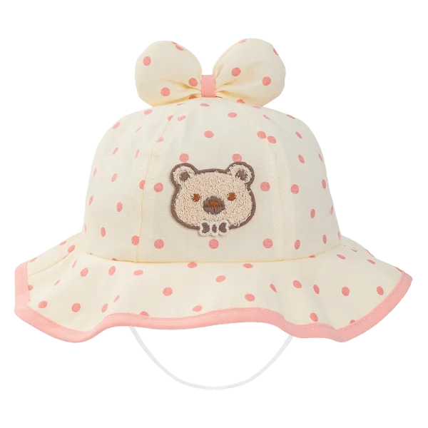 Nón vành tròn bé gái 1-3Y Animo A2510_MN004 (50cm, Kem-Hồng)