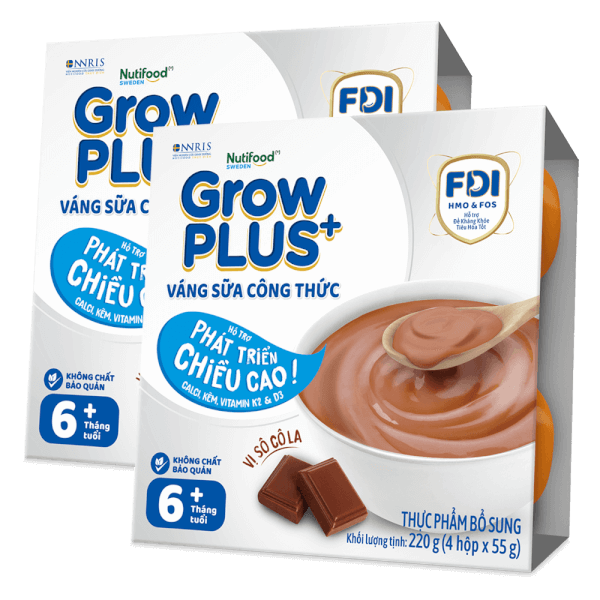 Combo 2 Váng sữa GrowPlus+ vị socola (bạc) lốc 4 hộp
