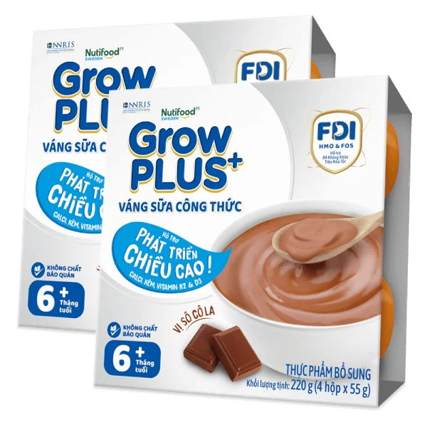 Combo 2 Váng sữa GrowPlus+ vị socola (bạc) lốc 4 hộp